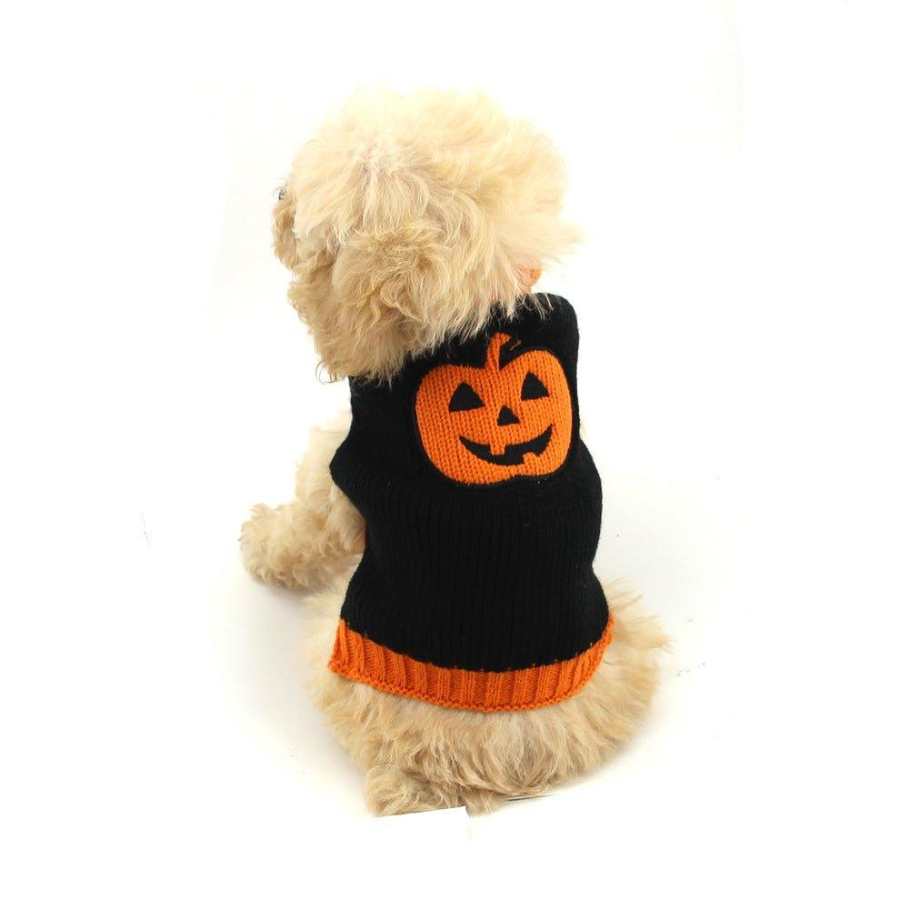 Pet Halloween Dog Knitted Pumpkin Sweater - Pampered Pets