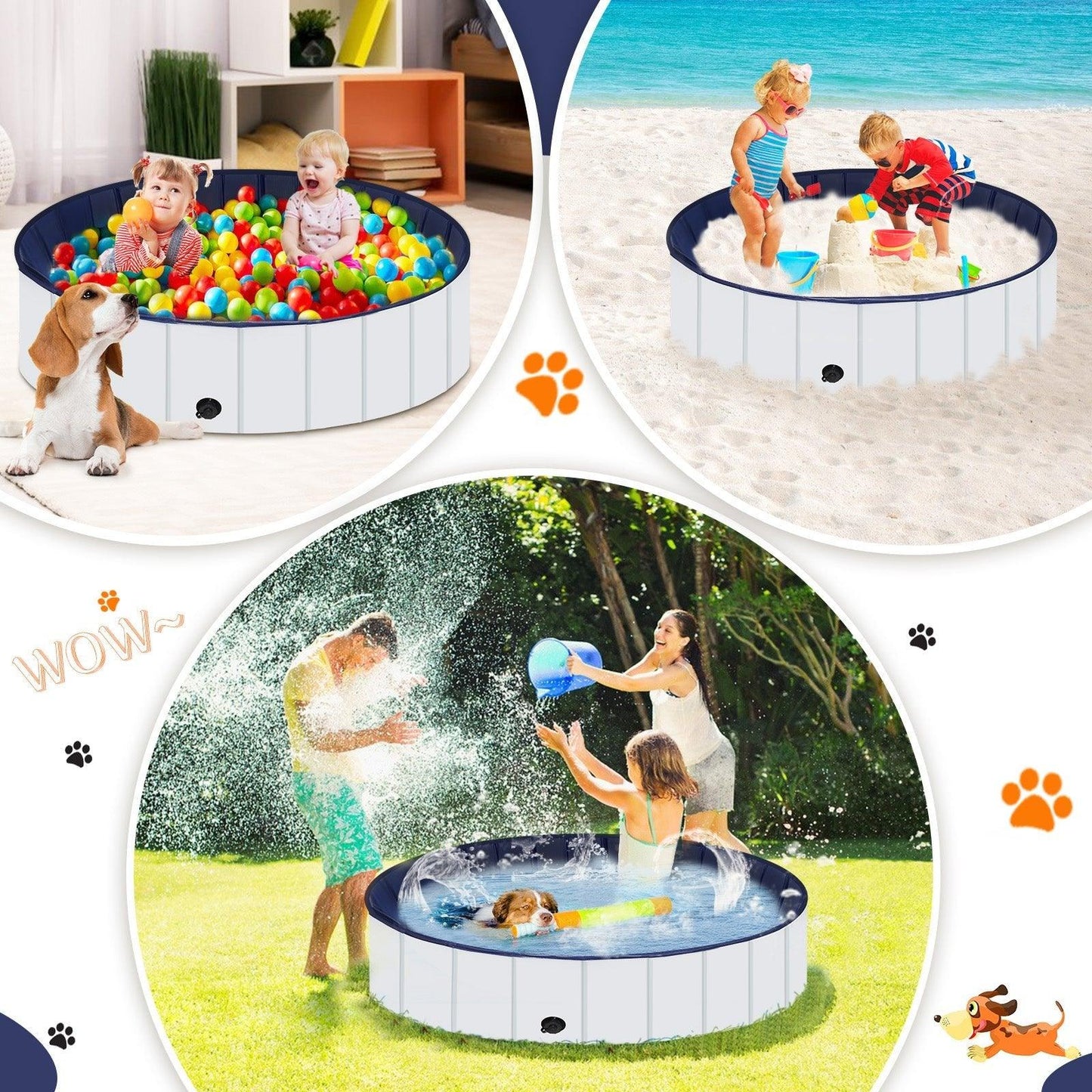 Foldable Dog Pool, Portable Hard Plastic Pet Pool For Dogs And Cats, Sturdy And Durable Pet Wading Pool For Indoor And Outdoor - Pampered Pets