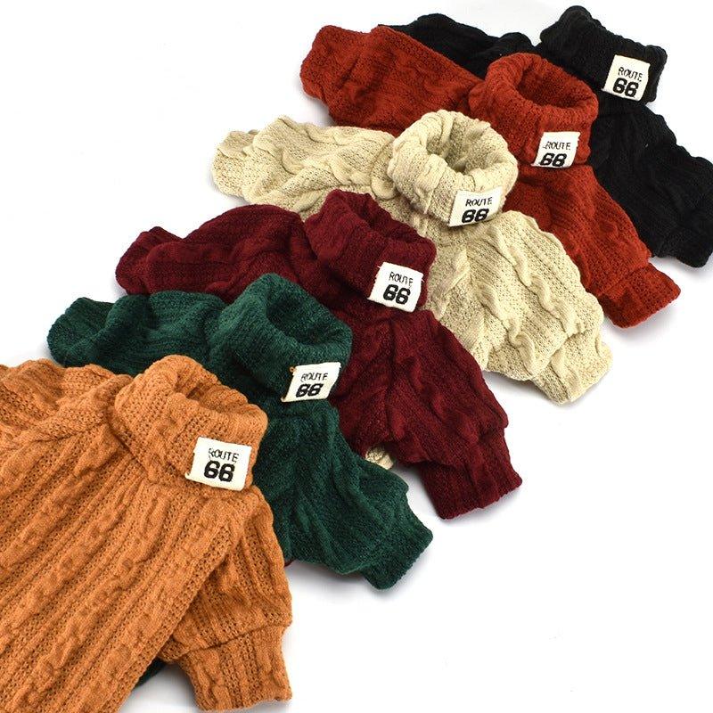 Pet Turtleneck Knitted Sweater Winter Dog Cat Keep Warm - Pampered Pets