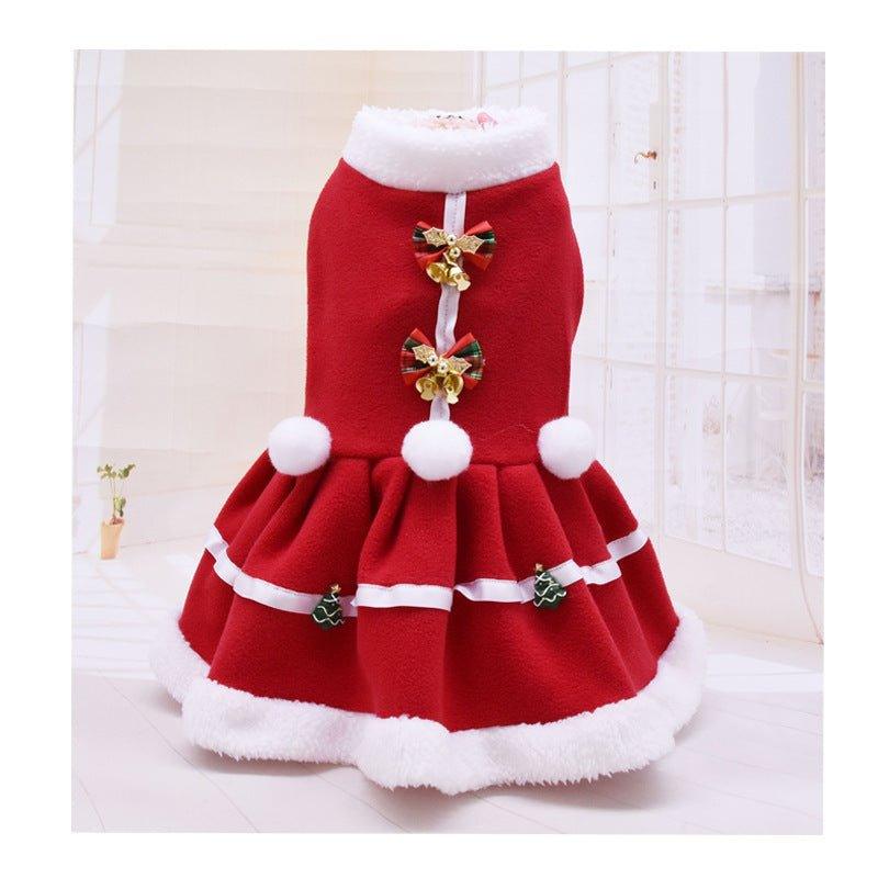 Fashion Pet Clothes Christmas Skirt Christmas Fleece Thickening - Pampered Pets