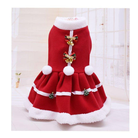 Fashion Pet Clothes Christmas Skirt Christmas Fleece Thickening - Pampered Pets