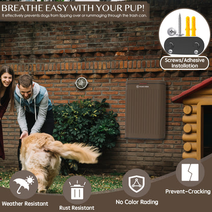Dog Poop Trash Can Outside Wall Mounted, Dog Waste Trash Can With Lid, Hanging On Fence, Garbage, Outdoors, Metal Dog Poop Container, Small Garbage Can Odor Control W/Activated Carbon Filter