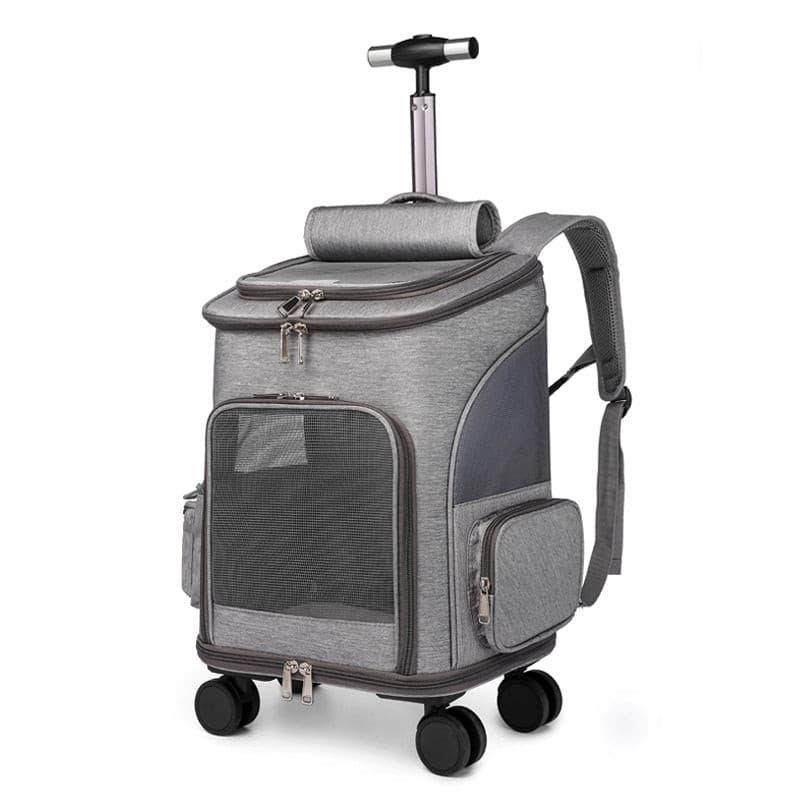 Portable Folding Trolley Pet Backpack Traveling Cat Backpack With Universal Wheel Trolley Pet Bag - Pampered Pets