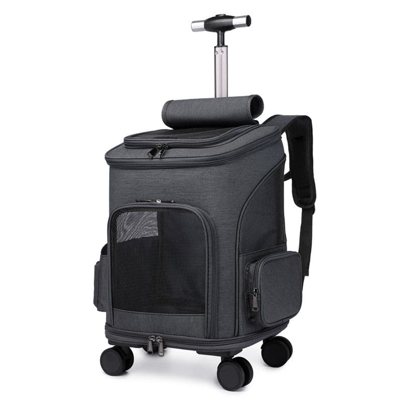 Portable Folding Trolley Pet Backpack Traveling Cat Backpack With Universal Wheel Trolley Pet Bag.