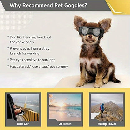 1pc Small Dog Sunglasses, UV Protection Goggles, Doggy Eye Protection, Pet Sunglasses, Arc-Shaped Outdoor Puppy Goggles, AntiFog Glasses For Pets Over 5lb