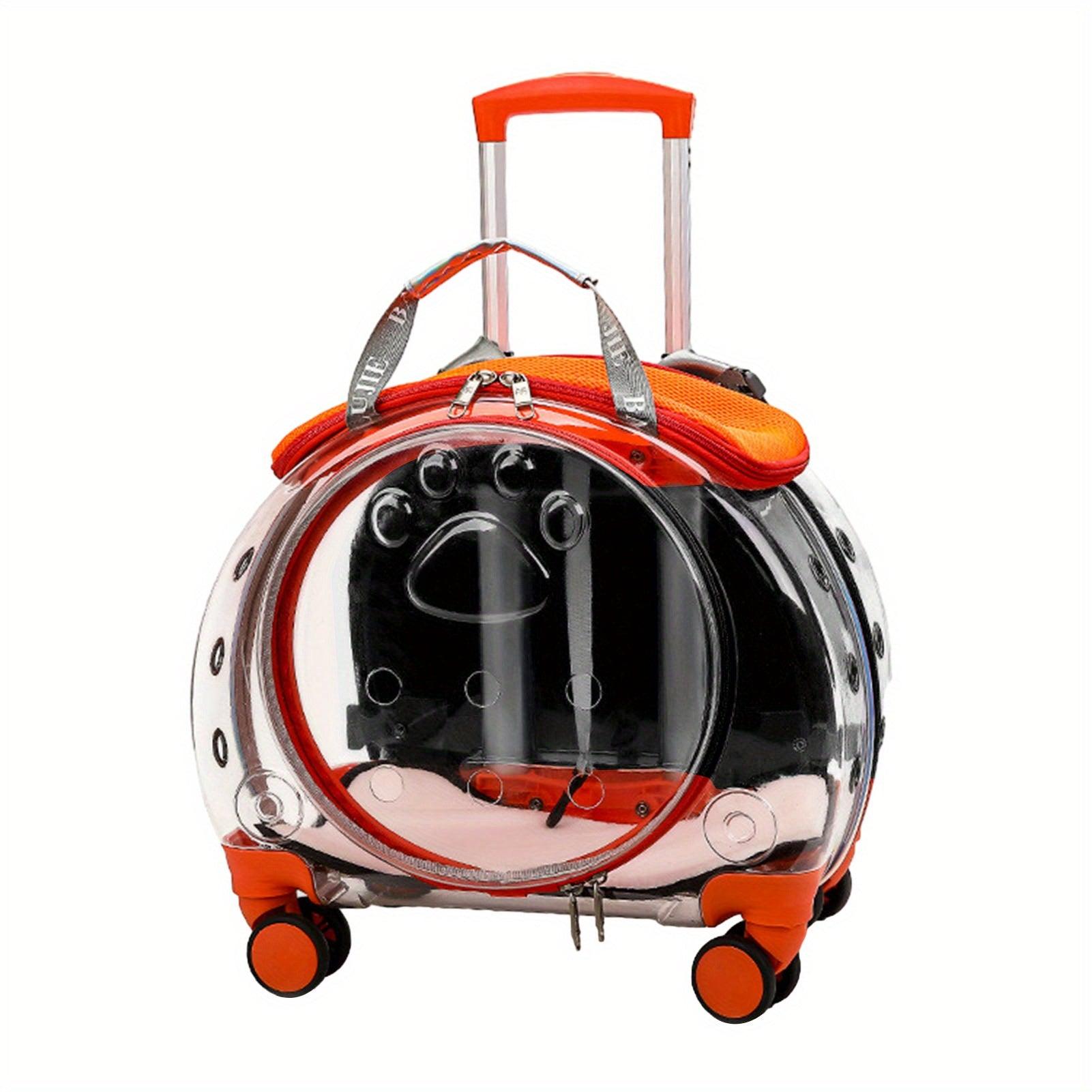 Pet Trolley Case Clear Ventilation Holes Silent Wheels Convenient Portable Cats Dogs Backpack for Travel - Pampered Pets