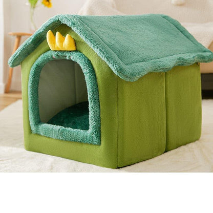 Foldable Dog House Pet Cat Bed Winter Dog Villa Sleep Kennel Removable Nest Warm Enclosed Cave Sofa Pets Supplies - Pampered Pets