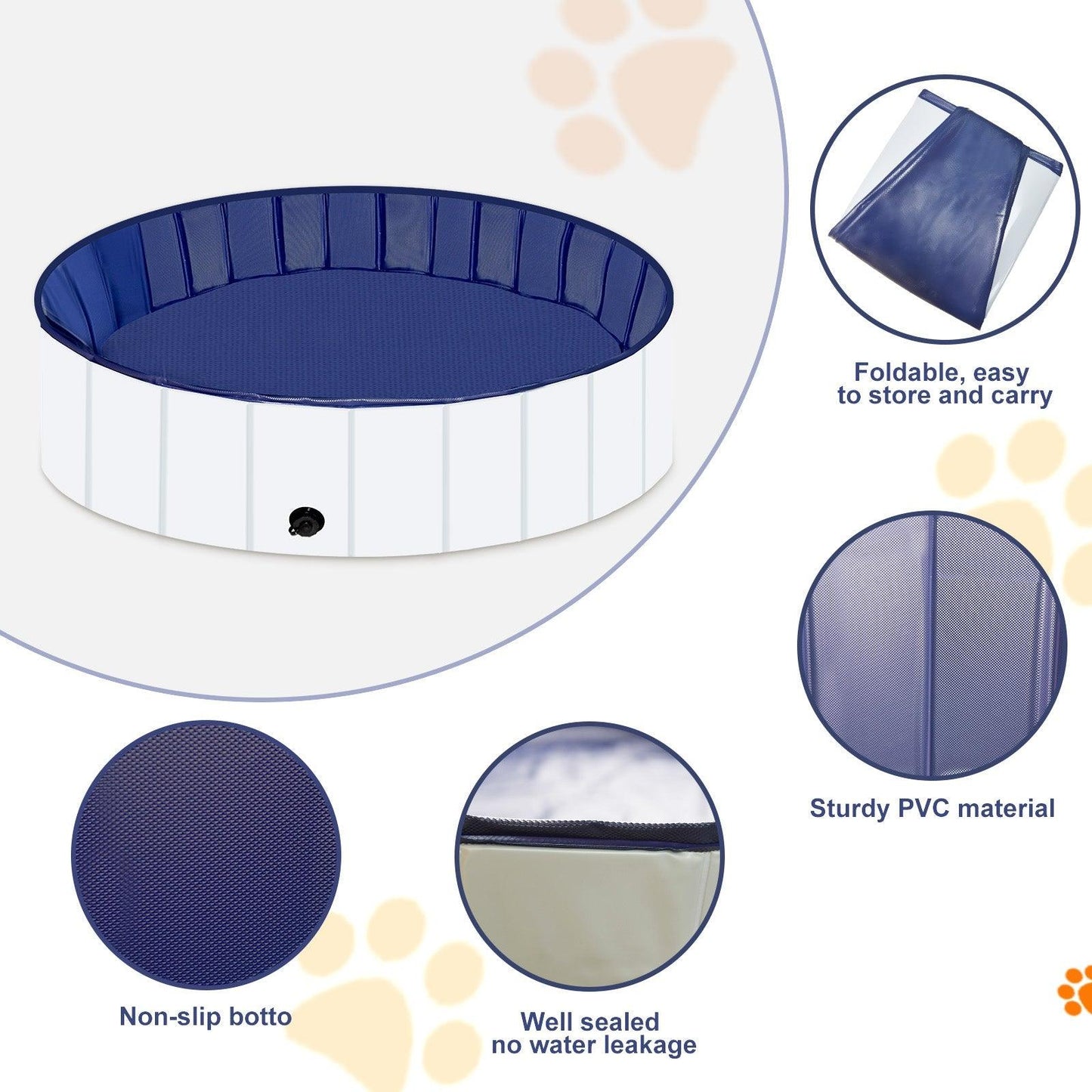 Foldable Dog Pool, Portable Hard Plastic Pet Pool For Dogs And Cats, Sturdy And Durable Pet Wading Pool For Indoor And Outdoor - Pampered Pets