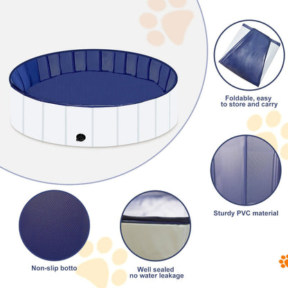 Foldable Dog Pool, Portable Hard Plastic Pet Pool For Dogs And Cats, Sturdy And Durable Pet Wading Pool For Indoor And Outdoor - Pampered Pets