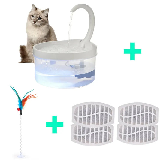 Pet Water Fountain Swan Neck Shaped Cat Water Dispenser Prevent Dry Burn Drinking Fountain 2L With LED Light Bird Dog Drink Bowl - Image #1