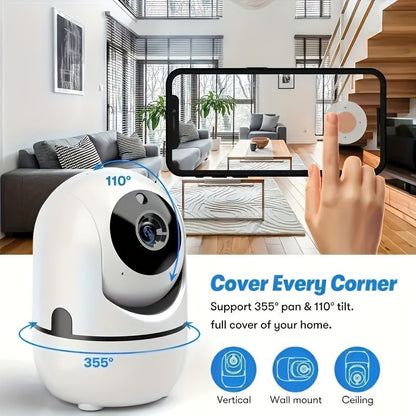 1pc WiFi Pet Camera With 2-Way Audio - Home Security Surveillance, 355° Pan, 110° Tilt - USB Powered, Cloud Storage Available - Pampered Pets