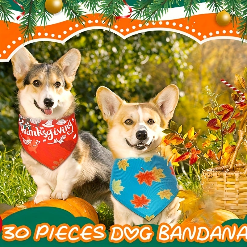 30pcs Christmas Dog Bandanas, Dog Bibs Holiday Pet Costume Dog Christmas Outfit Triangle Scarf - Pampered Pets