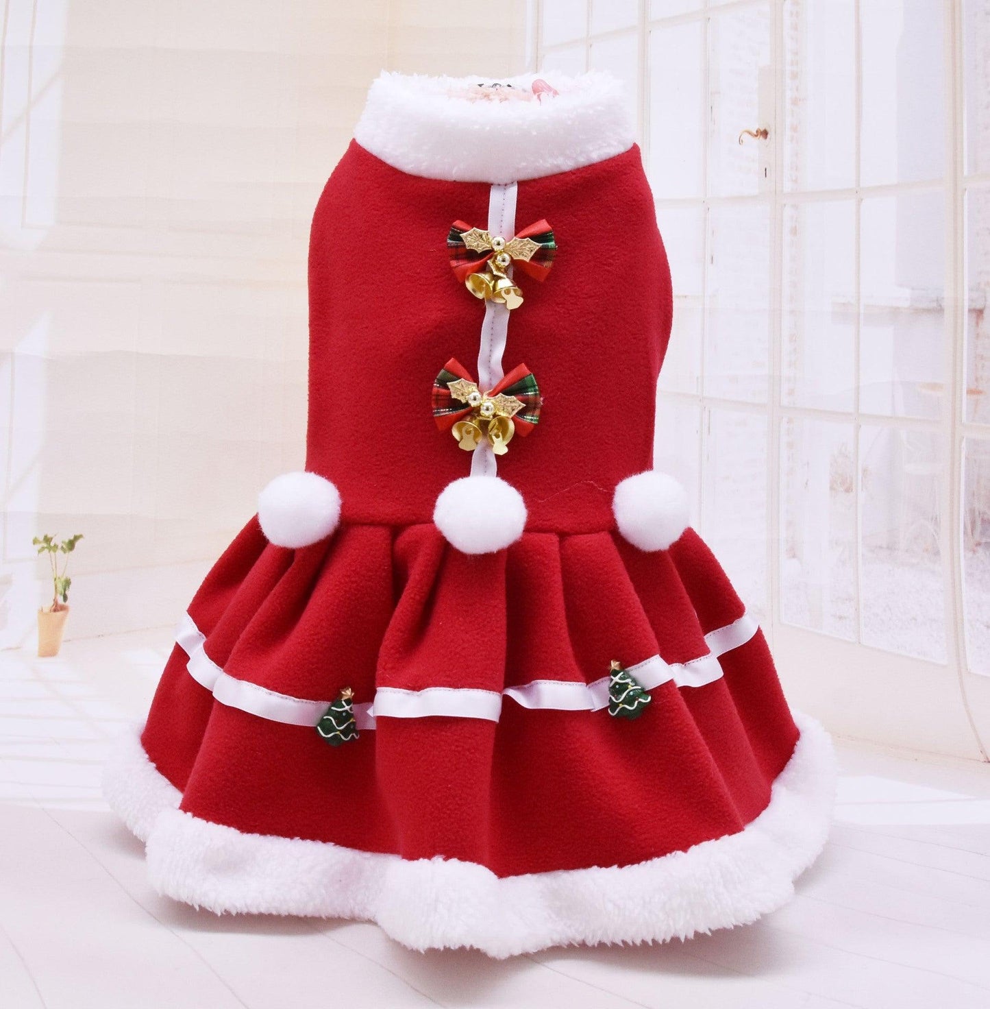 Fashion Pet Clothes Christmas Skirt Christmas Fleece Thickening - Pampered Pets