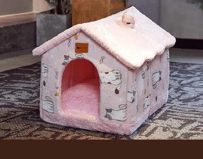 Foldable Dog House Pet Cat Bed Winter Dog Villa Sleep Kennel Removable Nest Warm Enclosed Cave Sofa Pets Supplies - Pampered Pets