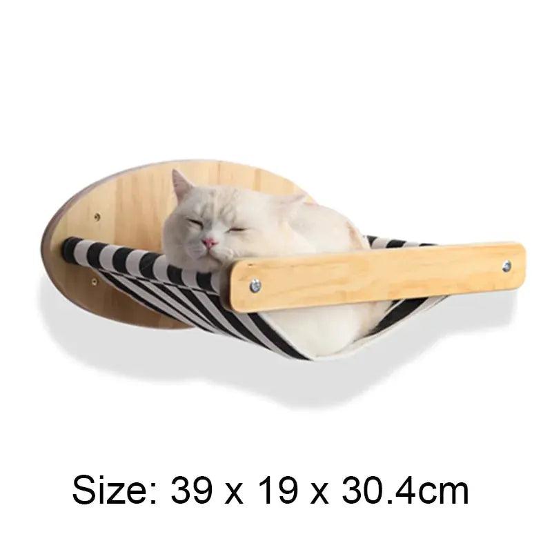 1pcWall-mounted Cat Hammock Bed Pet Furniture Kitten Wall Shelf Set Cat Perch Wooden Scratching Climbing Post Cat Tree House Toy - Pampered Pets