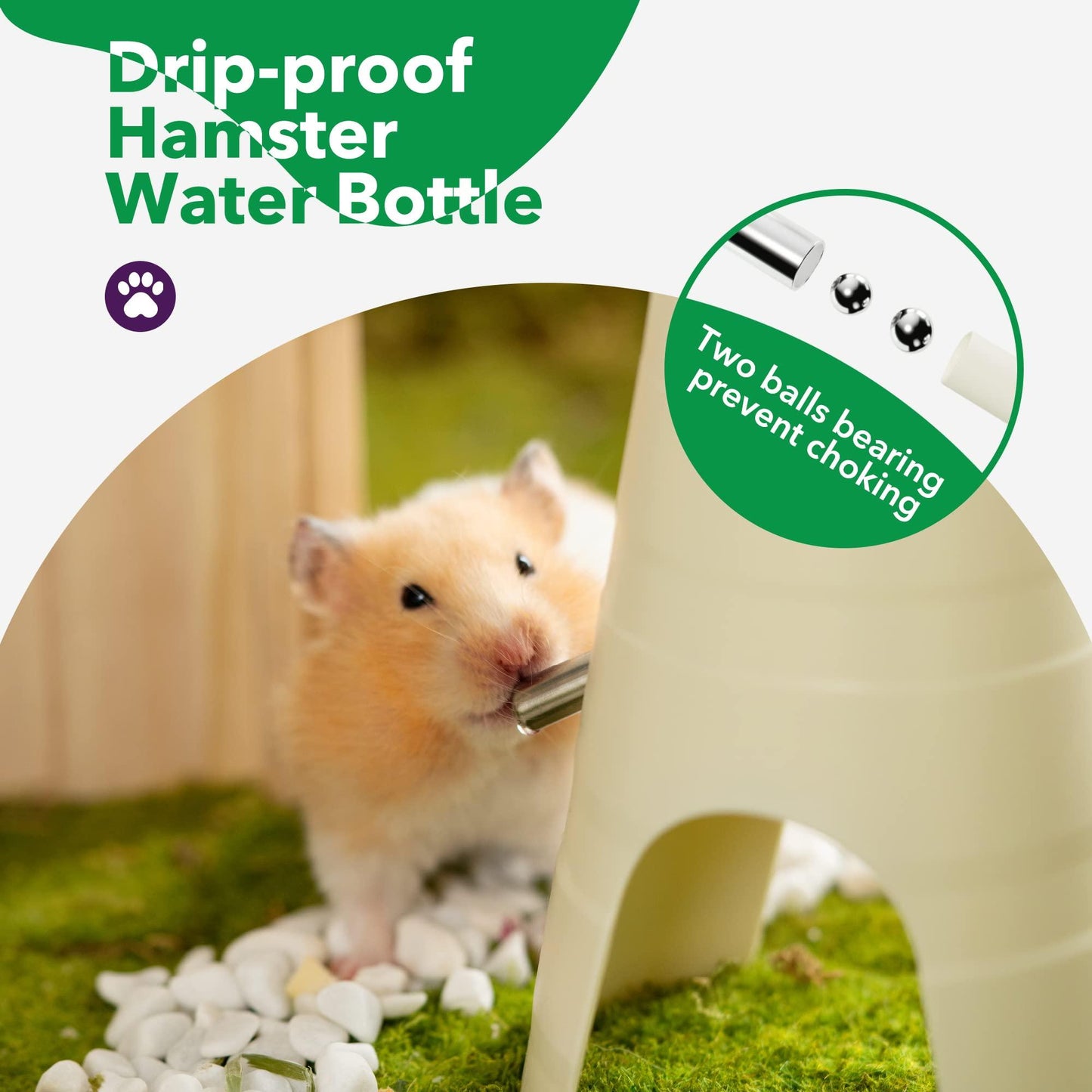 MEWOOFUN Hamster Water Bottle With Stand & Hideout Space 150ml Convenient And Comfortable Solution For Dwarf Hamsters Gerbil - Pampered Pets