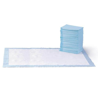 Amazon Basics Dog and Puppy Pee Pads with Leak-Proof Quick-Dry Design for Potty Training, Standard Absorbency, Regular Size, 22 x 22 Inches, Pack of 100, Blue & White - Pampered Pets