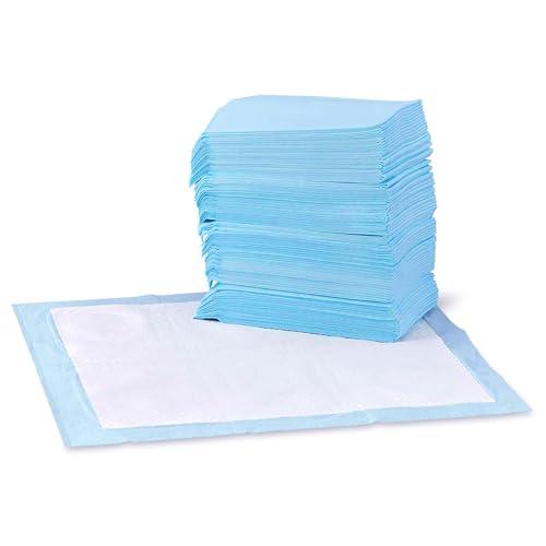 Amazon Basics Dog and Puppy Pee Pads with Leak-Proof Quick-Dry Design for Potty Training, Standard Absorbency, Regular Size, 22 x 22 Inches, Pack of 100, Blue & White - Pampered Pets