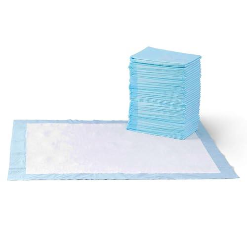 Amazon Basics Dog and Puppy Pee Pads with Leak-Proof Quick-Dry Design for Potty Training, Standard Absorbency, Regular Size, 22 x 22 Inches, Pack of 100, Blue & White - Pampered Pets