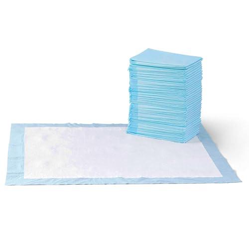 Amazon Basics Dog and Puppy Pee Pads with Leak-Proof Quick-Dry Design for Potty Training, Standard Absorbency, Regular Size, 22 x 22 Inches, Pack of 100, Blue & White - Pampered Pets