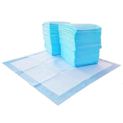 Amazon Basics Dog and Puppy Pee Pads with Leak-Proof Quick-Dry Design for Potty Training, Standard Absorbency, Regular Size, 22 x 22 Inches, Pack of 100, Blue & White - Pampered Pets