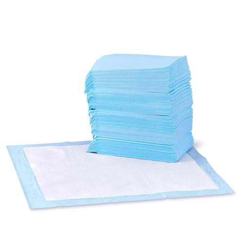 Amazon Basics Dog and Puppy Pee Pads with Leak-Proof Quick-Dry Design for Potty Training, Standard Absorbency, Regular Size, 22 x 22 Inches, Pack of 100, Blue & White - Pampered Pets