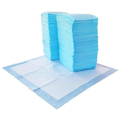 Amazon Basics Dog and Puppy Pee Pads with Leak-Proof Quick-Dry Design for Potty Training, Standard Absorbency, Regular Size, 22 x 22 Inches, Pack of 100, Blue & White - Pampered Pets