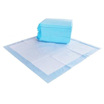 Amazon Basics Dog and Puppy Pee Pads with Leak-Proof Quick-Dry Design for Potty Training, Standard Absorbency, Regular Size, 22 x 22 Inches, Pack of 100, Blue & White - Pampered Pets