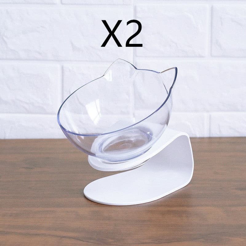 Non Slip Double Cat Bowl With Raised Stand Pet Food Cat Feeder Protect Cervical Vertebra Dog Bowl Transparent Pet Products | Pampered Pets