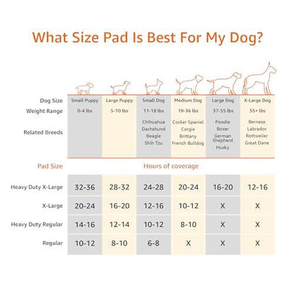 Amazon Basics Dog and Puppy Pee Pads with Leak-Proof Quick-Dry Design for Potty Training, Standard Absorbency, Regular Size, 22 x 22 Inches, Pack of 100, Blue & White - Pampered Pets