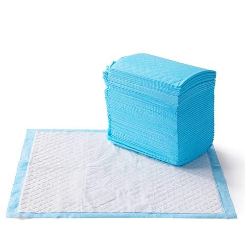 Amazon Basics Dog and Puppy Pee Pads with Leak-Proof Quick-Dry Design for Potty Training, Standard Absorbency, Regular Size, 22 x 22 Inches, Pack of 100, Blue & White - Pampered Pets