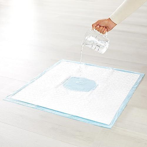 Amazon Basics Dog and Puppy Pee Pads with Leak-Proof Quick-Dry Design for Potty Training, Standard Absorbency, Regular Size, 22 x 22 Inches, Pack of 100, Blue & White - Pampered Pets