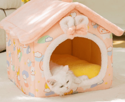 Foldable Dog House Pet Cat Bed Winter Dog Villa Sleep Kennel Removable Nest Warm Enclosed Cave Sofa Pets Supplies - Pampered Pets