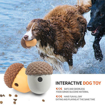 Pet Dog Edible Silicone Acorn Shape Feeding Toy Ball - Pampered Pets