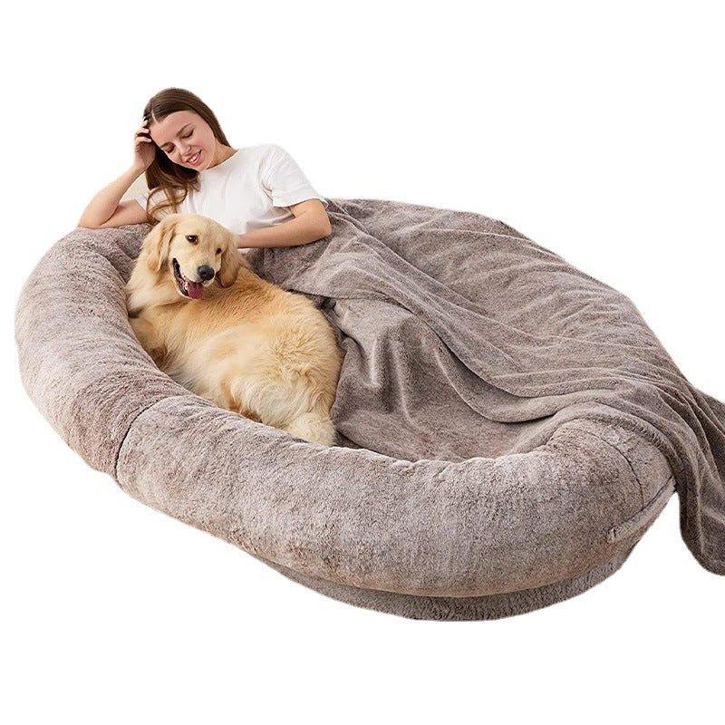 Large Human Short Plush Dog Bed - Pampered Pets