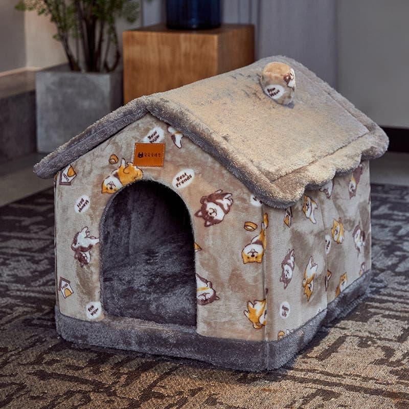 Foldable Dog House Pet Cat Bed Winter Dog Villa Sleep Kennel Removable Nest Warm Enclosed Cave Sofa Pets Supplies - Pampered Pets