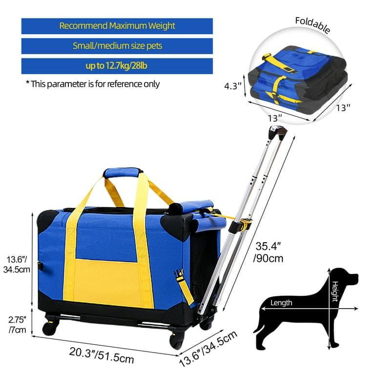 Pet Rolling Carrier With Wheels Pet Travel Carrier Transport Box Dog Strollers For Small Dogs Cats Up To 28 LBS - Pampered Pets