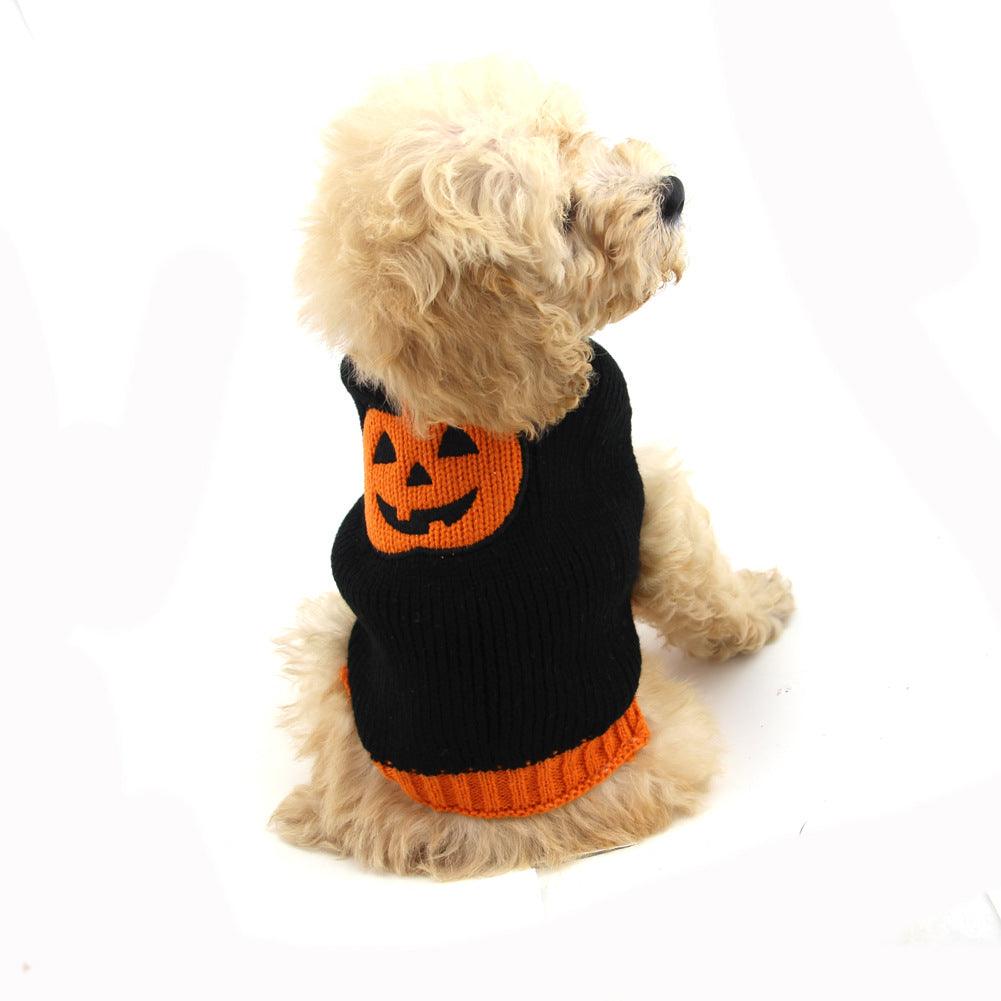 Pet Halloween Dog Knitted Pumpkin Sweater - Pampered Pets