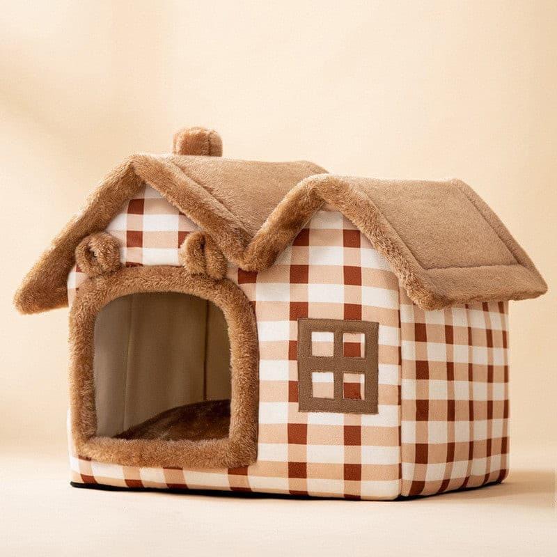 Foldable Dog House Pet Cat Bed Winter Dog Villa Sleep Kennel Removable Nest Warm Enclosed Cave Sofa Pets Supplies - Pampered Pets