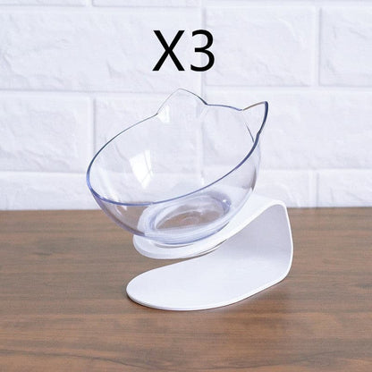 Non Slip Double Cat Bowl With Raised Stand Pet Food Cat Feeder Protect Cervical Vertebra Dog Bowl Transparent Pet Products | Pampered Pets