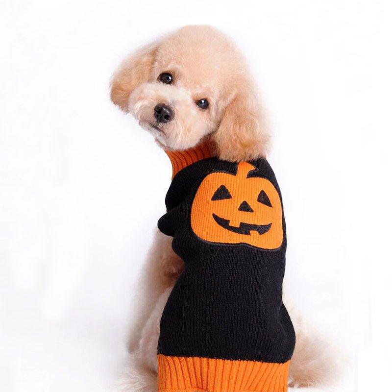 Pet Halloween Dog Knitted Pumpkin Sweater - Pampered Pets