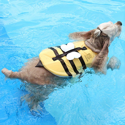 Dog Life Jacket Cute Bee Design, Polyester Pet Floatation Vest, Summer Outdoor Swimming Apparel for Dogs, Buoyancy Aid with Adjustable Straps, Cooling Comfort, Multiple Sizes Available
