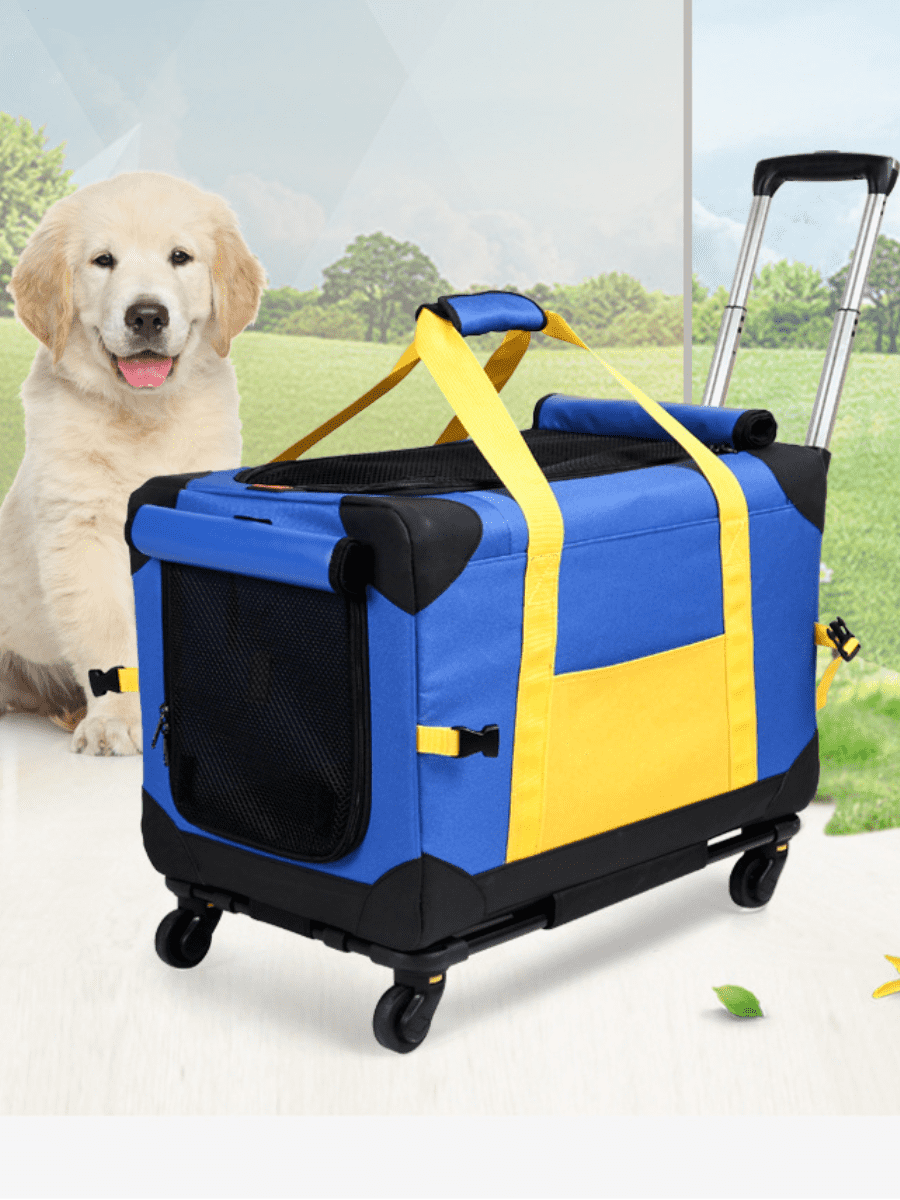 Pet Rolling Carrier With Wheels Pet Travel Carrier Transport Box Dog Strollers For Small Dogs Cats Up To 28 LBS.