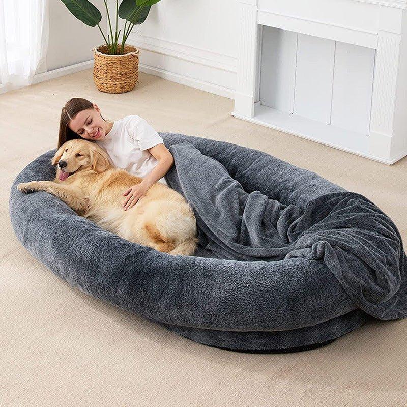 Large Human Short Plush Dog Bed - Pampered Pets