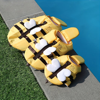 Dog Life Jacket Cute Bee Design, Polyester Pet Floatation Vest, Summer Outdoor Swimming Apparel for Dogs, Buoyancy Aid with Adjustable Straps, Cooling Comfort, Multiple Sizes Available