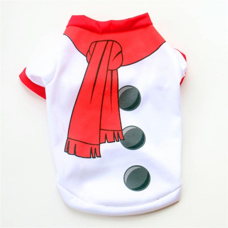 Red Christmas Style Christmas Snowman Pet Clothing Dog T-shirt - Pampered Pets