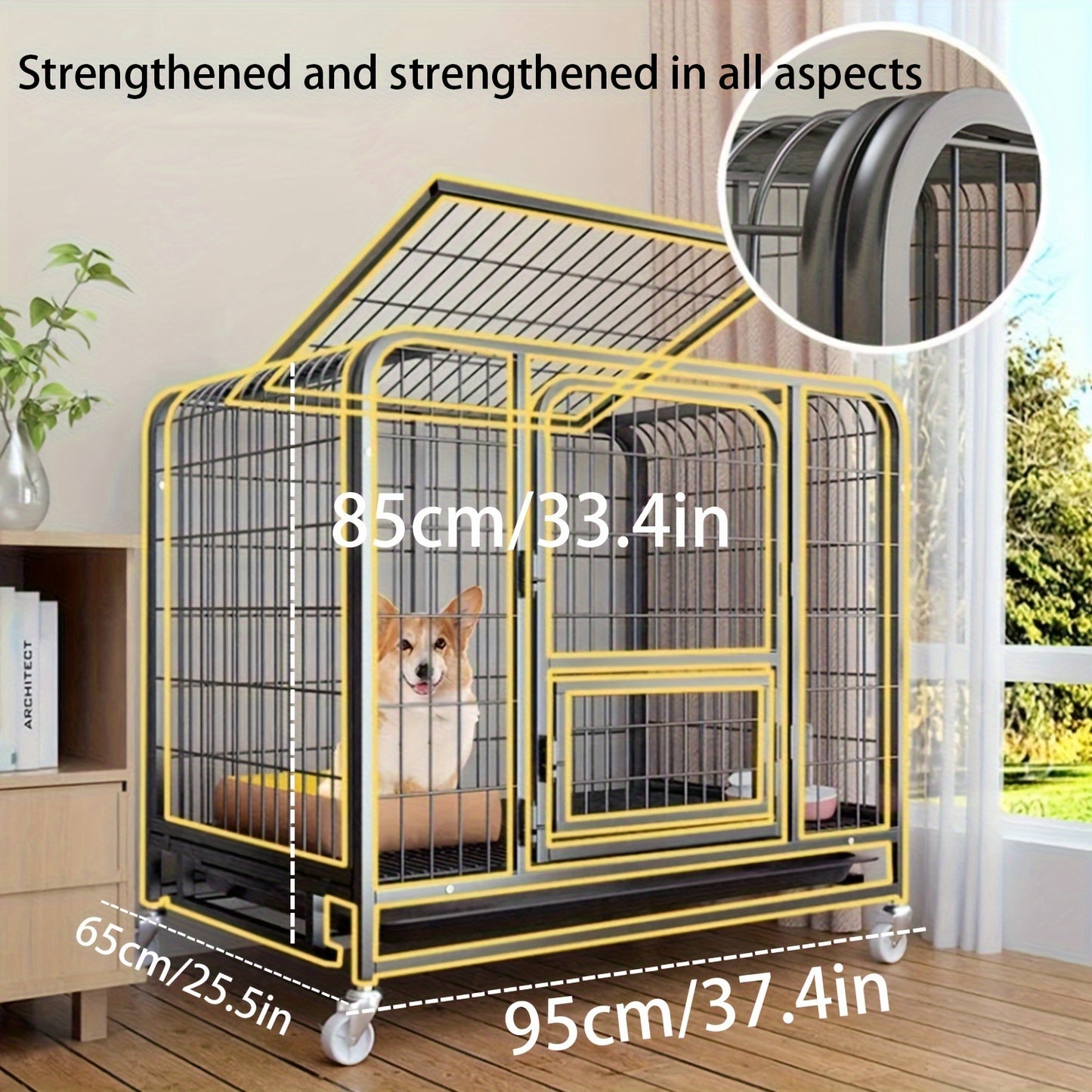 Stainless Steel Dog Crate with Toilet - Indoor Pet Cage for Small to Medium Breeds, Cozy Winter Kennel for Corgis & Large Dogs - Pampered Pets