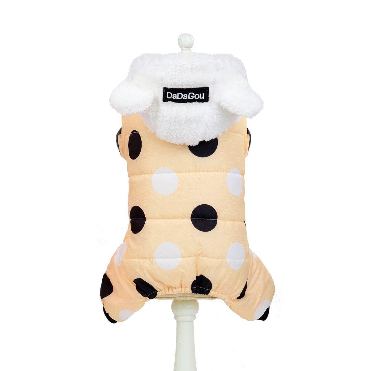 Warm big polka dot four-leg cotton coat - Pampered Pets