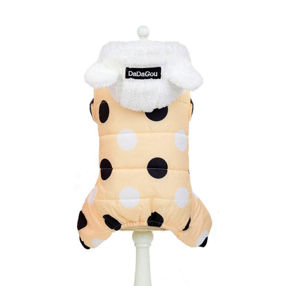 Warm big polka dot four-leg cotton coat - Pampered Pets