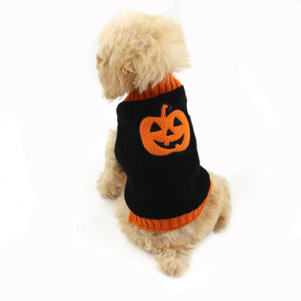 Pet Halloween Dog Knitted Pumpkin Sweater - Pampered Pets